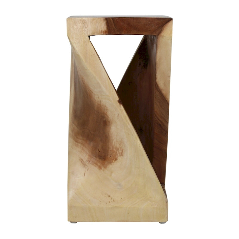 Natural Wood Sculpted End Table by East at Main