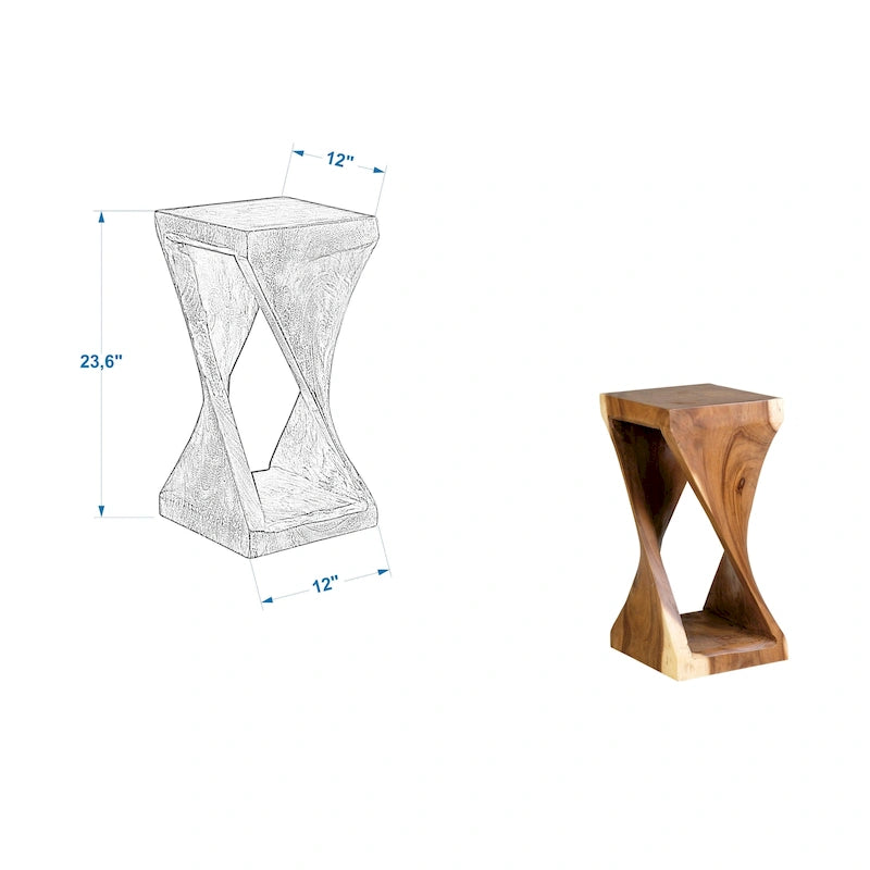 Natural Wood Sculpted End Table by East at Main