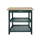 2-shelf Natural Solid Wood Top Kitchen Island - N/A