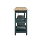 2-shelf Natural Solid Wood Top Kitchen Island - N/A