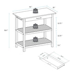 2-shelf Natural Solid Wood Top Kitchen Island - N/A