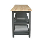 2-shelf Natural Solid Wood Top Kitchen Island - N/A