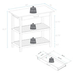 2-shelf Natural Solid Wood Top Kitchen Island - N/A