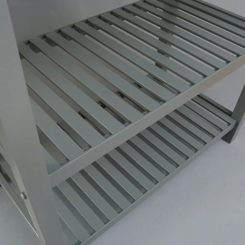 2-shelf Natural Solid Wood Top Kitchen Island - N/A