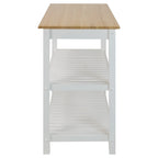 2-shelf Natural Solid Wood Top Kitchen Island - N/A