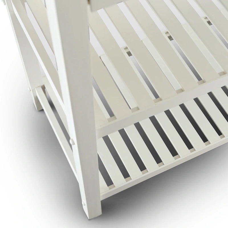 2-shelf Natural Solid Wood Top Kitchen Island - N/A