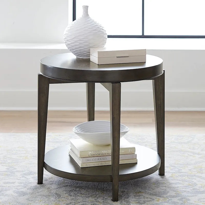 Penton Espresso Stone Round End Table