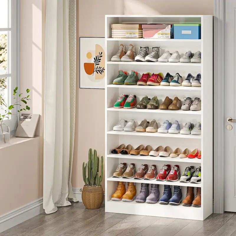 9 Tiers Tall Shoe Storage Rack Cabinet with Open Shelf for Entryway