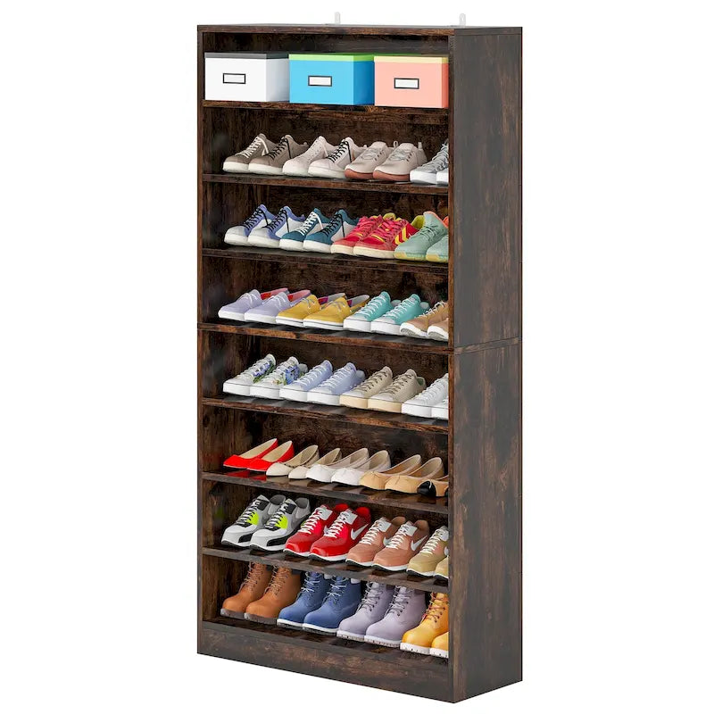9 Tiers Tall Shoe Storage Rack Cabinet with Open Shelf for Entryway