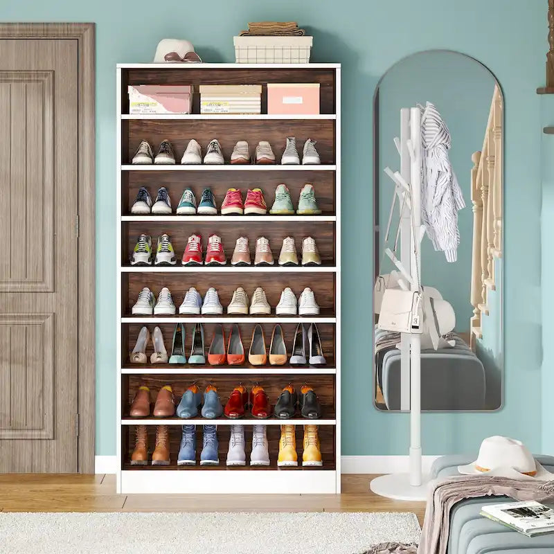 9 Tiers Tall Shoe Storage Rack Cabinet with Open Shelf for Entryway