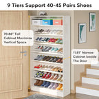 9 Tiers Tall Shoe Storage Rack Cabinet with Open Shelf for Entryway