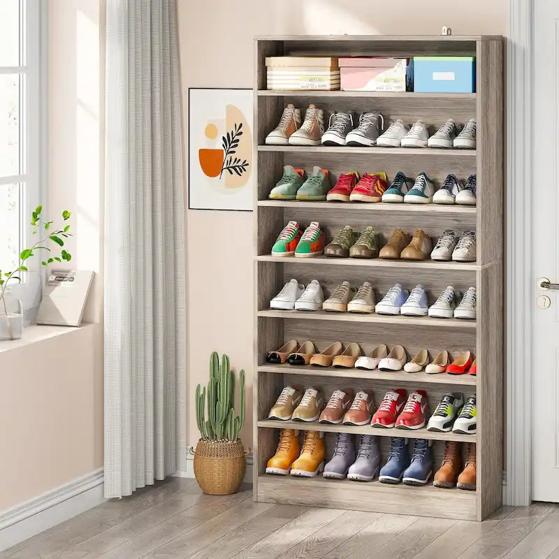 9 Tiers Tall Shoe Storage Rack Cabinet with Open Shelf for Entryway