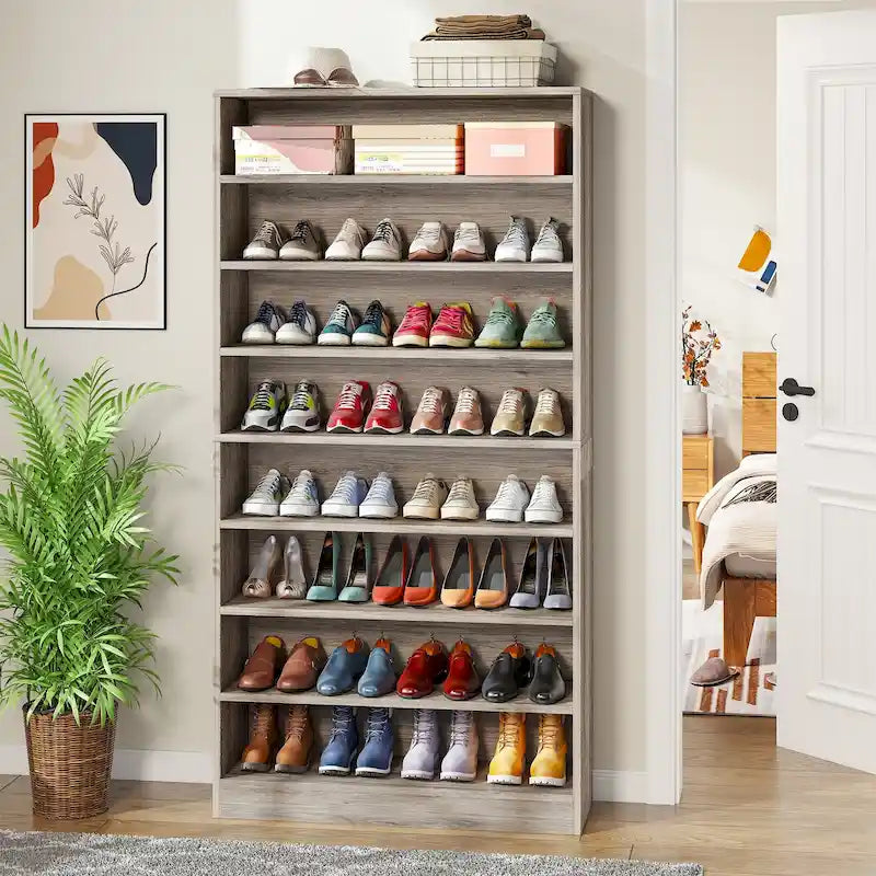 9 Tiers Tall Shoe Storage Rack Cabinet with Open Shelf for Entryway