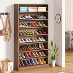 9 Tiers Tall Shoe Storage Rack Cabinet with Open Shelf for Entryway