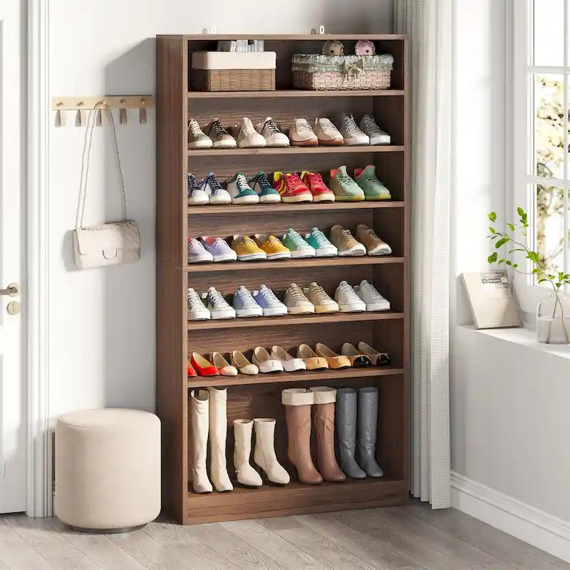 9 Tiers Tall Shoe Storage Rack Cabinet with Open Shelf for Entryway