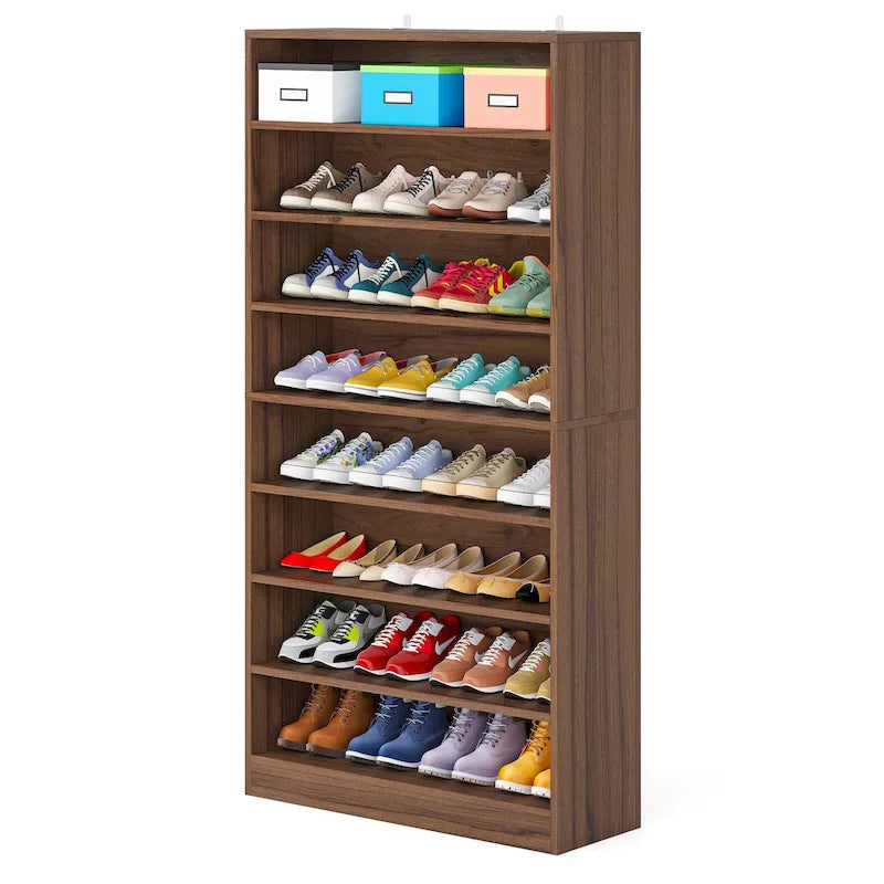 9 Tiers Tall Shoe Storage Rack Cabinet with Open Shelf for Entryway