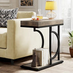Narrow Side Table White Gold Side Table C Shaped End Table Modern Bedside Table Small Side Table for Couch Living Room