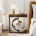 Narrow Side Table White Gold Side Table C Shaped End Table Modern Bedside Table Small Side Table for Couch Living Room