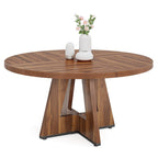 47 Inch Round Dining Table for 4, Wood Farmhouse Dinner Dinning Table for Kitchen Dining Living Room