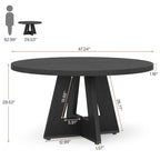 47 Inch Round Dining Table for 4, Wood Farmhouse Dinner Dinning Table for Kitchen Dining Living Room