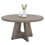 47 Inch Round Dining Table for 4, Wood Farmhouse Dinner Dinning Table for Kitchen Dining Living Room