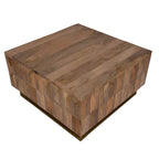 33 Inch Lift Top Storage Trunk Coffee Table, Square, Mango Wood, Natural Brown