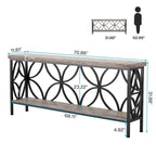 70.9 Inch Long Sofa Table, Industrial Console Table - 70.9 L  11.8 W  31.9 H