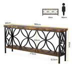 70.9 Inch Long Sofa Table, Industrial Console Table - 70.9 L  11.8 W  31.9 H