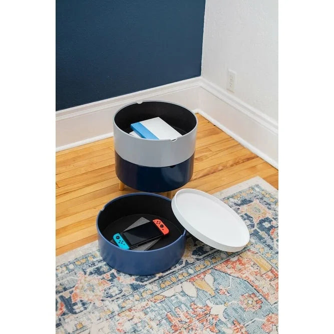 Tray Top End Table with 3 Hidden Storage Bins