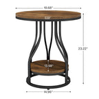 2-Tier Faux Marble Round End Side Table with Stylish Metal Frame,Modern Simple Bedside Nightstand Accent Tables