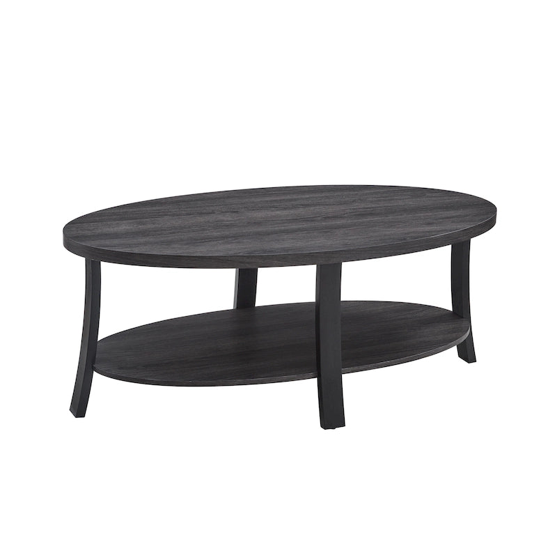 Roundhill Furniture Anze Contemporary Oval Wood Shelf Coffee Table