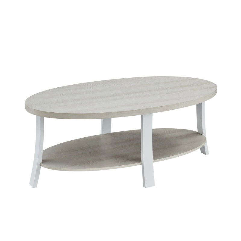 Roundhill Furniture Anze Contemporary Oval Wood Shelf Coffee Table
