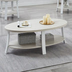 Roundhill Furniture Anze Contemporary Oval Wood Shelf Coffee Table