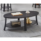 Roundhill Furniture Anze Contemporary Oval Wood Shelf Coffee Table