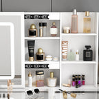 Elegant Makeup Vanity Crystal Accent Lighting Mirror Glass Top Dresser