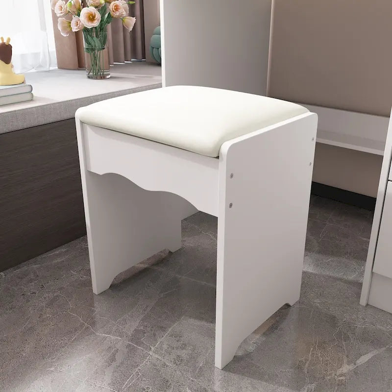 Elegant Makeup Vanity Crystal Accent Lighting Mirror Glass Top Dresser