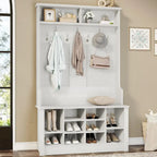 Hall Tree Storage Bench 3-in-1 Entryway Bench Coat Rack