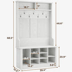 Hall Tree Storage Bench 3-in-1 Entryway Bench Coat Rack
