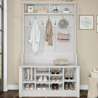 Hall Tree Storage Bench 3-in-1 Entryway Bench Coat Rack