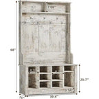 Hall Tree Storage Bench 3-in-1 Entryway Bench Coat Rack