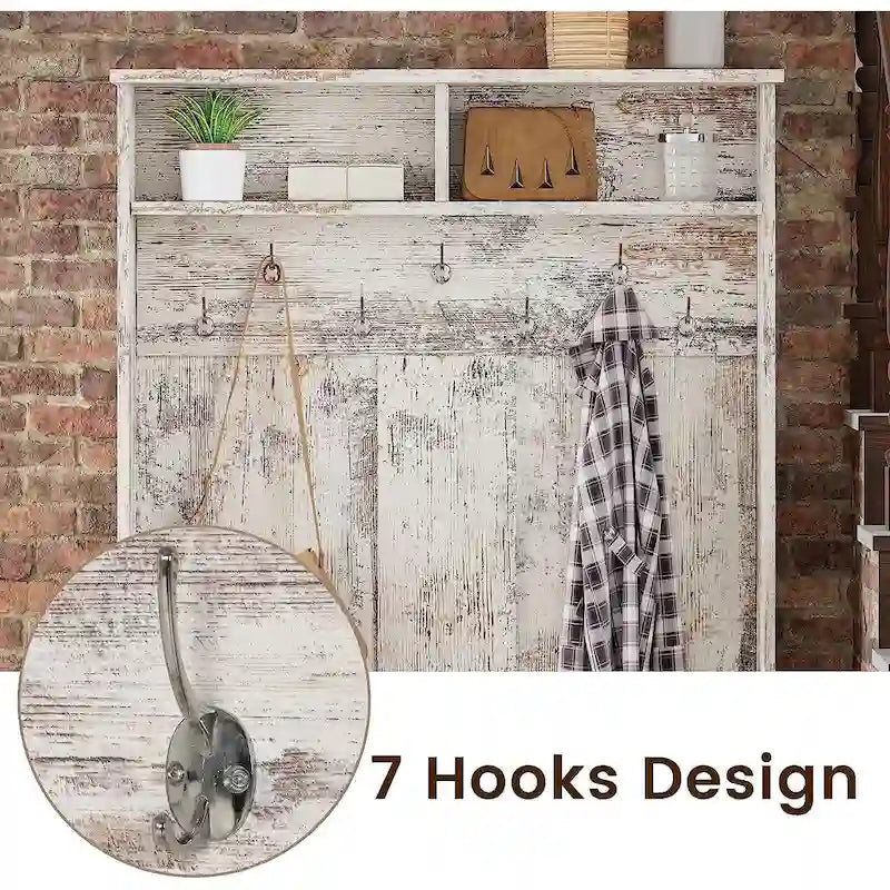 Hall Tree Storage Bench 3-in-1 Entryway Bench Coat Rack