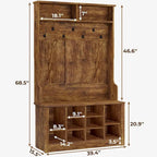 Hall Tree Storage Bench 3-in-1 Entryway Bench Coat Rack