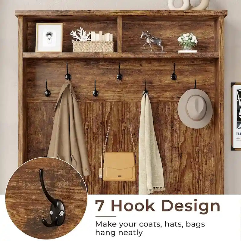 Hall Tree Storage Bench 3-in-1 Entryway Bench Coat Rack