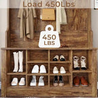 Hall Tree Storage Bench 3-in-1 Entryway Bench Coat Rack