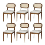Konstantin Modern Solid Wood Dining Chair with Ratten Back and Removable Cushion Set of 6 by HULALA HOME