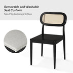 Konstantin Modern Solid Wood Dining Chair with Ratten Back and Removable Cushion Set of 6 by HULALA HOME