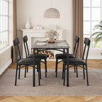 5 Piece Dining Set with 4 Upholstered Chairs for Apartment