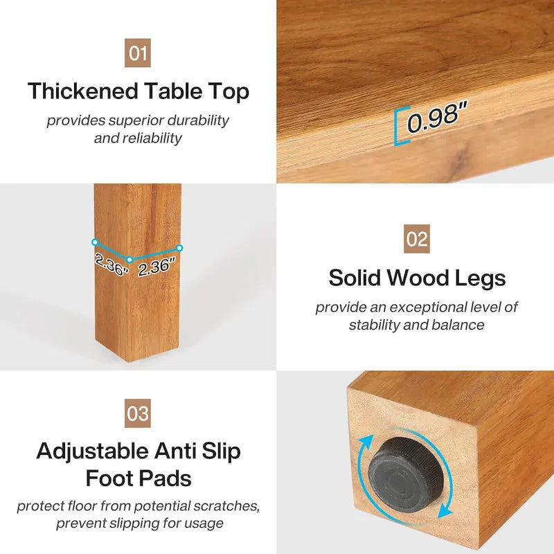 39.4 Inches Square 2-4 People Dining Table with Solid Wood Legs for Living Room Dining Room