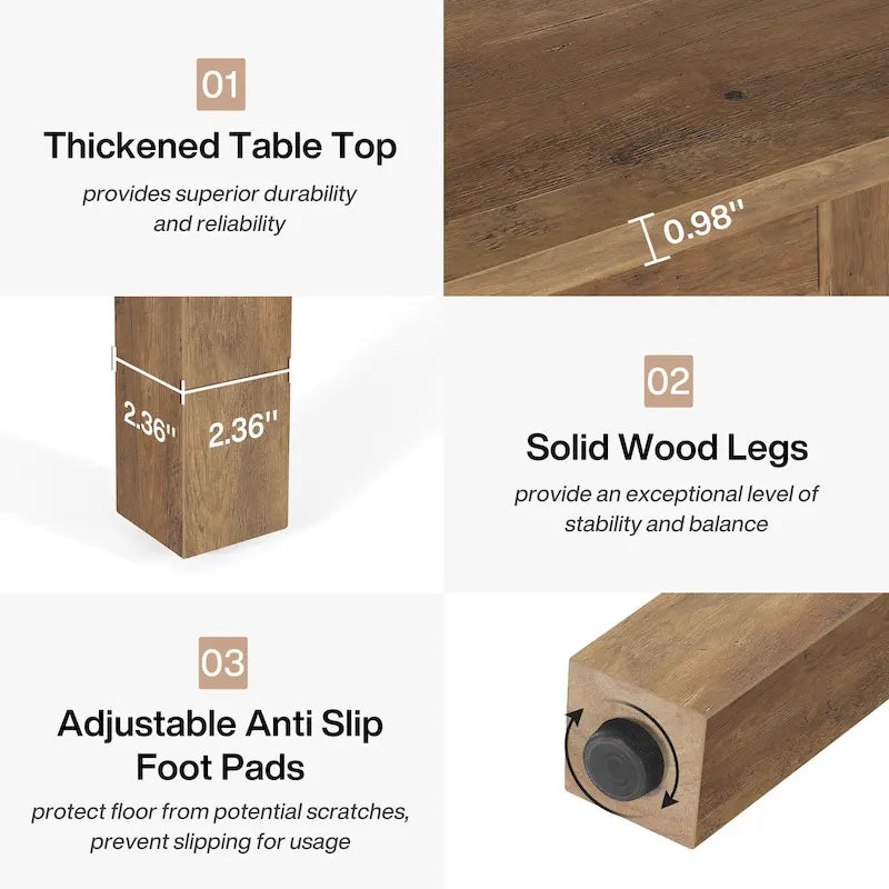 39.4 Inches Square 2-4 People Dining Table with Solid Wood Legs for Living Room Dining Room