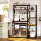47.2 in Bakers Rack with Power Outlet Coffee Bar with Cabinet
